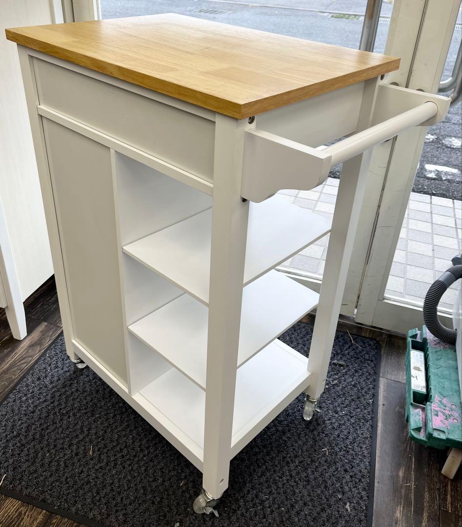 キャスター付き キッチンアイランドカートトロリーカート 木製テーブル 収納家具