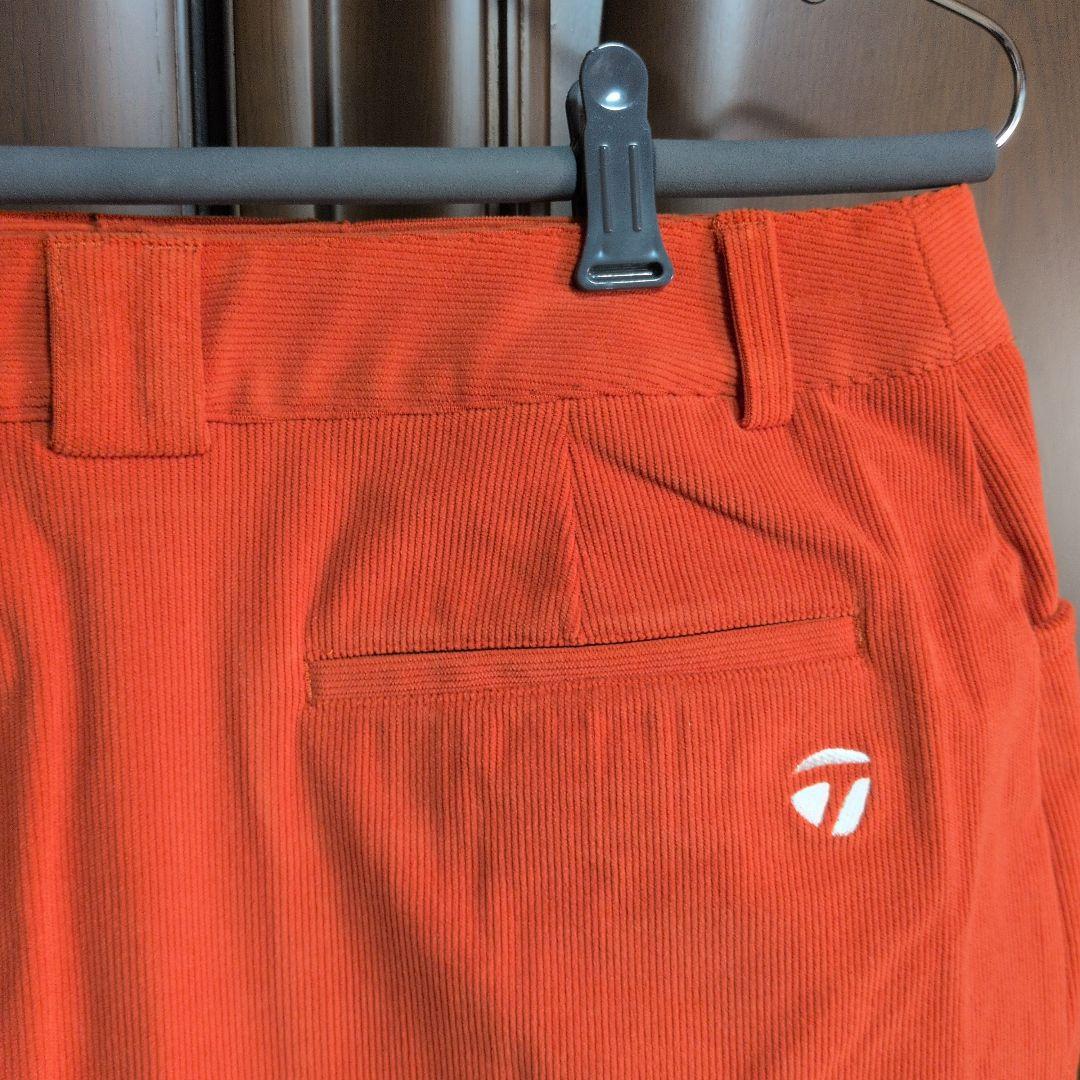 テーラーメイド:レディース:Lサイズ:ストレッチ　コーデュロイ　スカート:朱色