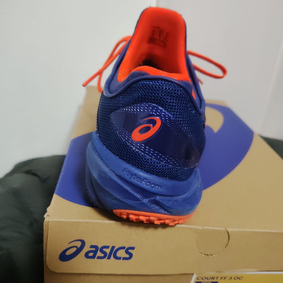 美品asics COURT FF3 OCテニスシューズネイビー/オレンジ25.5
