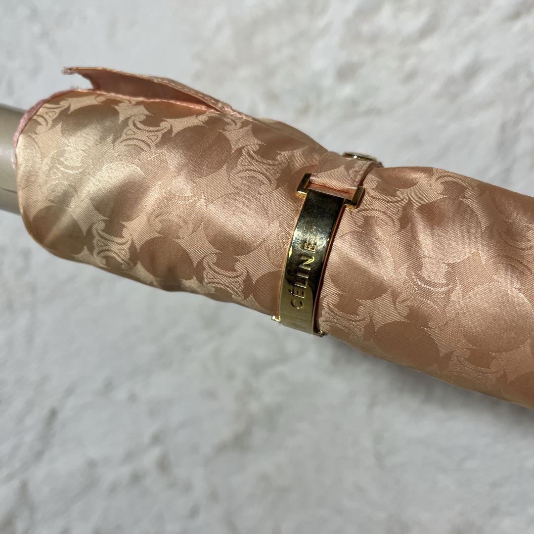 未使用品 CELINE セリーヌ 折り畳み傘 ベビーピンクカラー マカダム柄