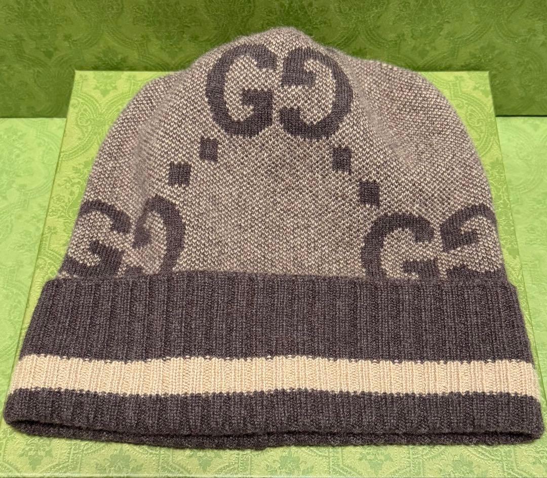 新品 GUCCI グッチ GG カシミヤ ハット ニット帽 ニットキャップ Ｍ