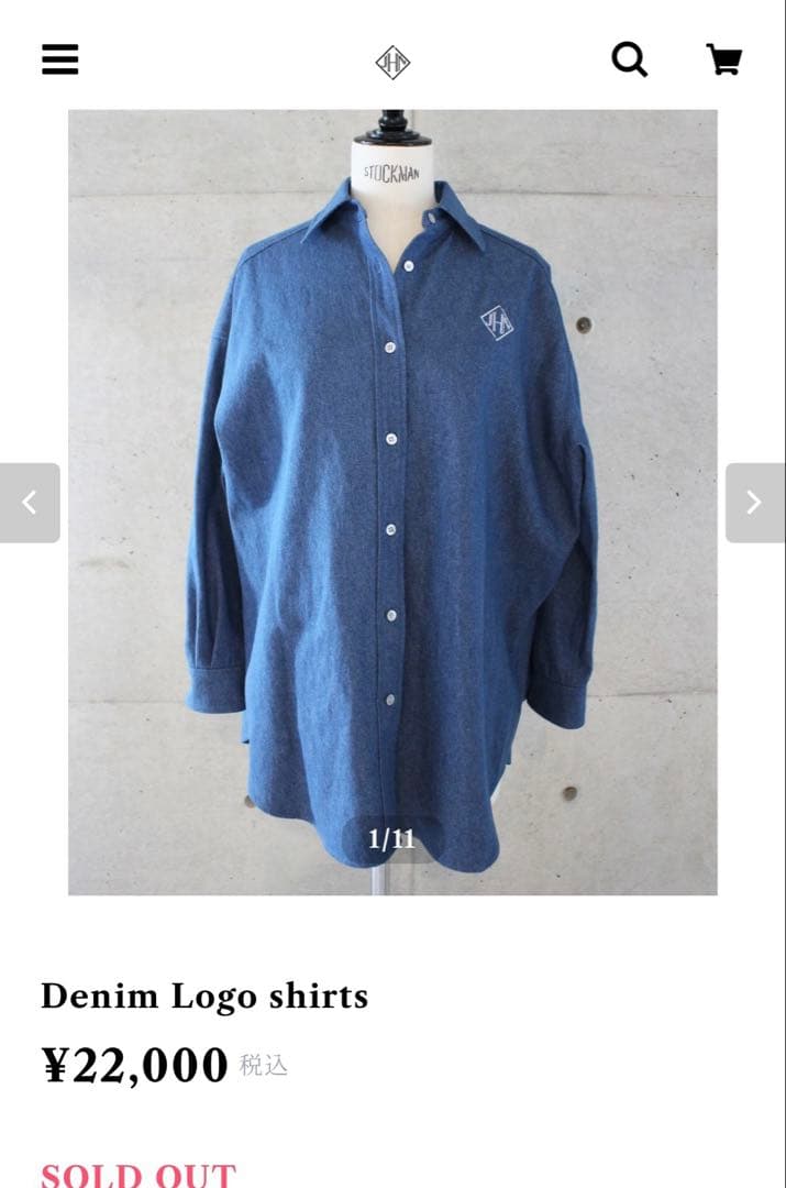 【jnhearts】Denim Logo shirts デニムシャツ