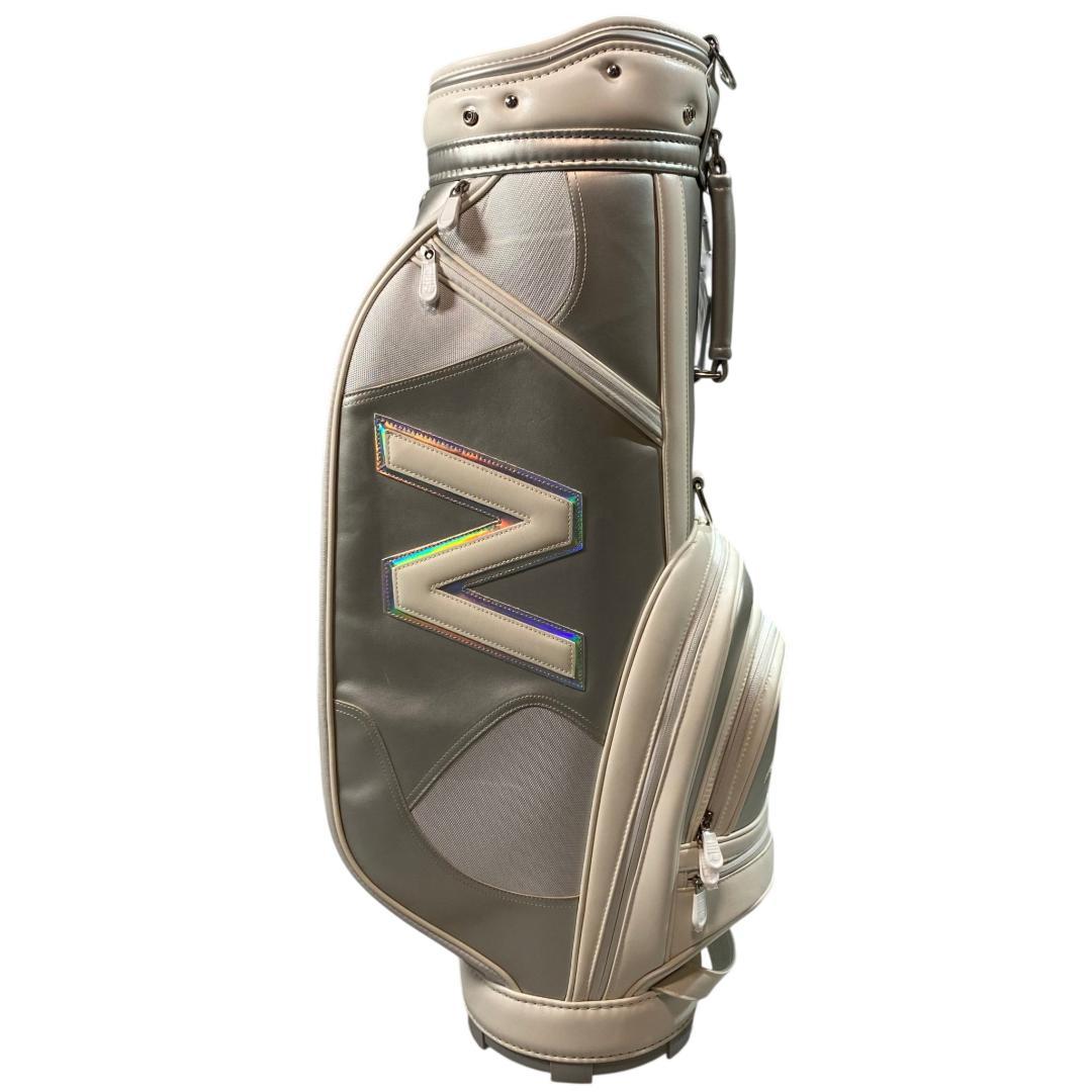 ニューバランス ゴルフ フード付き キャディバッグ シルバー ホワイト 5分割