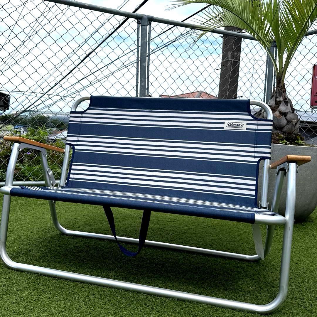 Coleman　リラックスフォールディングベンチ　ストライプ　ネイビー