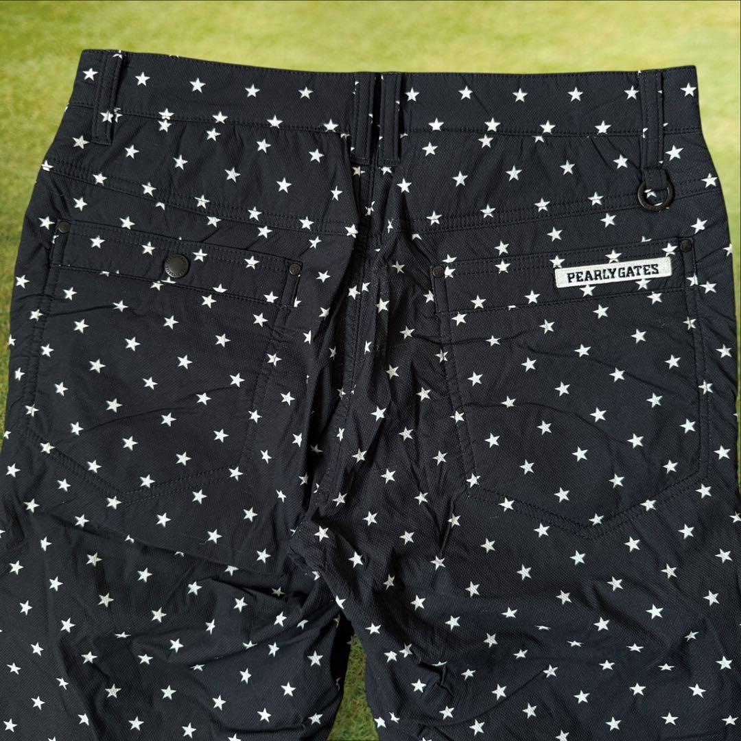 防寒　蓄熱　中綿　パーリーゲイツ　パンツ　黒　S〜M相当　総柄　星　ブラック　3