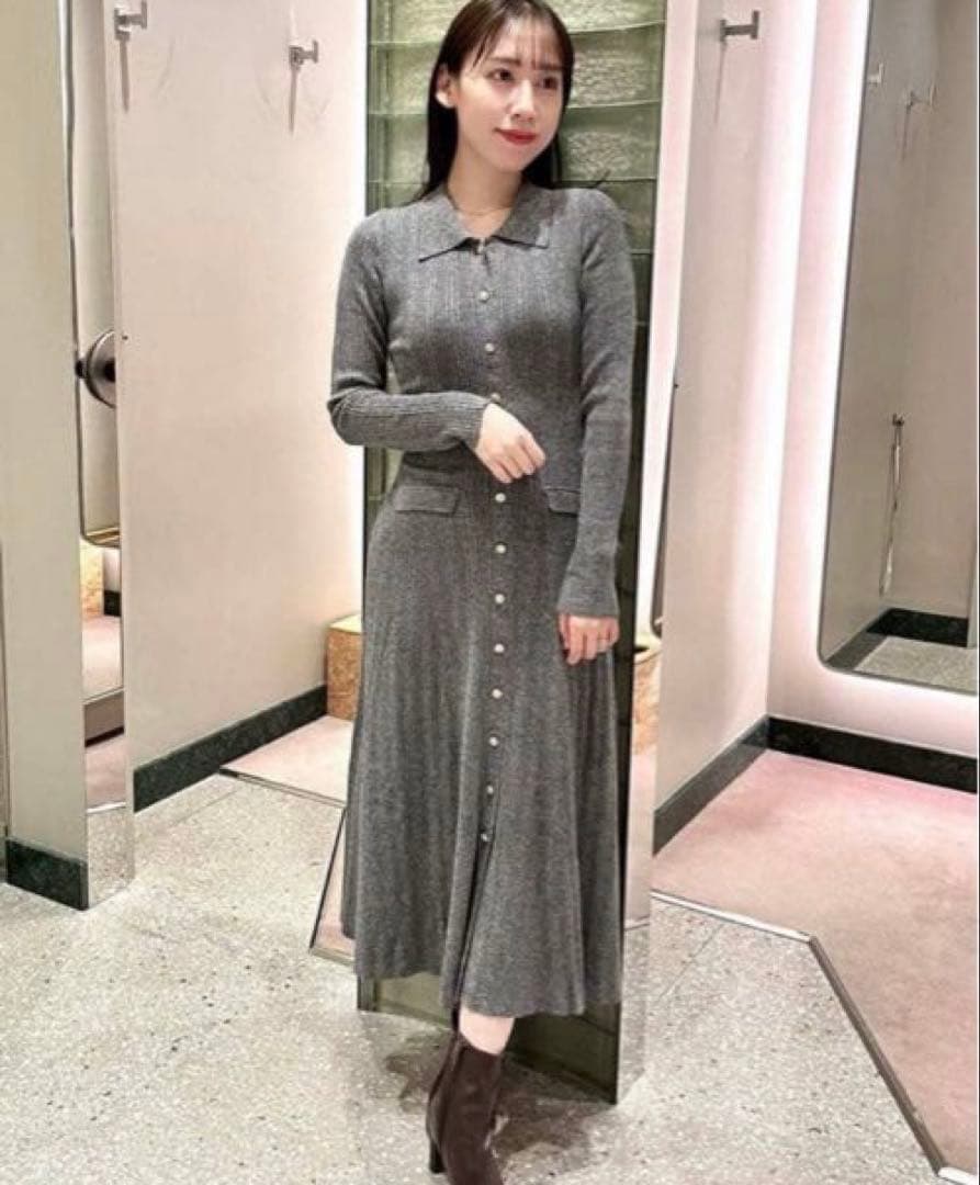 フロントボタンニットワンピース