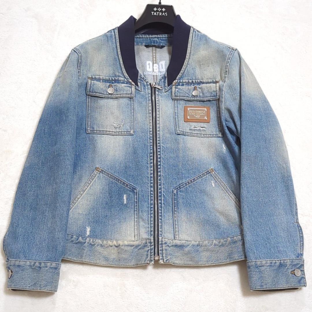 ドルチェ&ガッバーナ L デニムジャケット ロゴプレート 背面ロゴ 襟切替