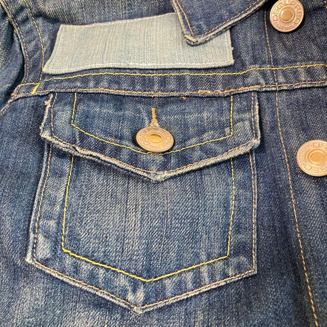 美品　ディースクエアード2デニムジャケット　ロゴ刺繍　ブルー系　Ｍ　イタリア製