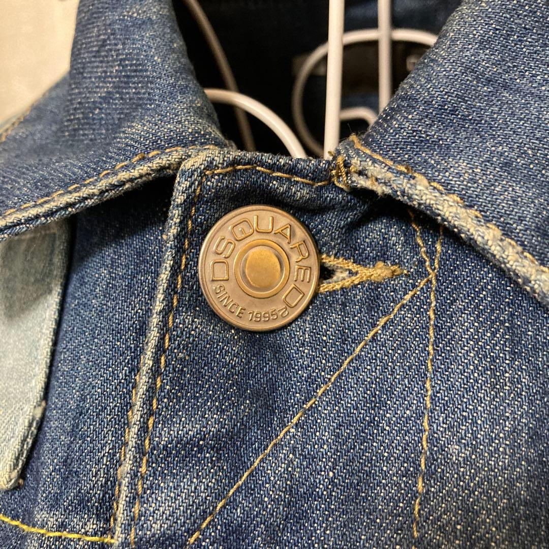 美品　ディースクエアード2デニムジャケット　ロゴ刺繍　ブルー系　Ｍ　イタリア製