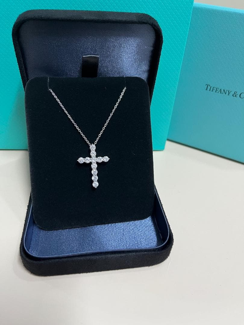美品！・Tiffany & Co.ダイヤモンド クロスネックレス シルバー~