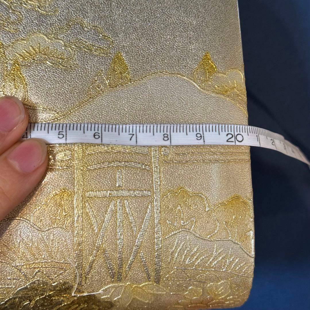 未使用品　草履　和装バッグ　2点セット　着物　浴衣　和装　金　豪華　風景柄