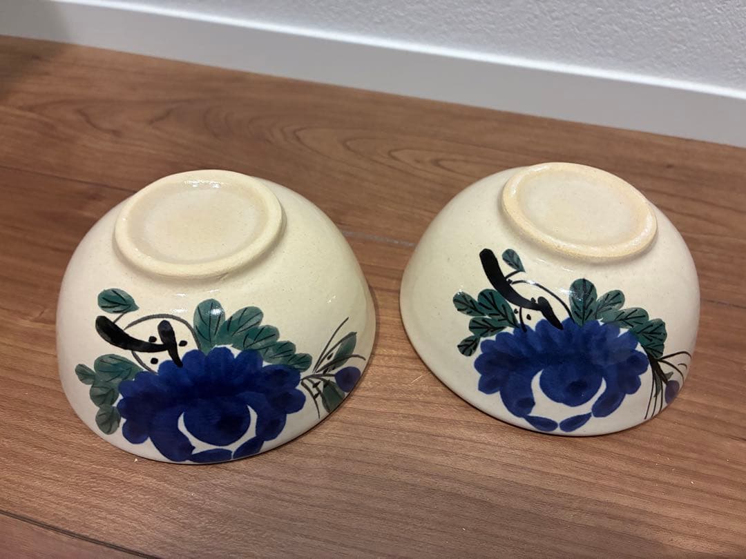 ソンべ焼き　ライテウ焼き　ベトナム 茶碗　取り皿　花柄陶器皿 青　食器セット