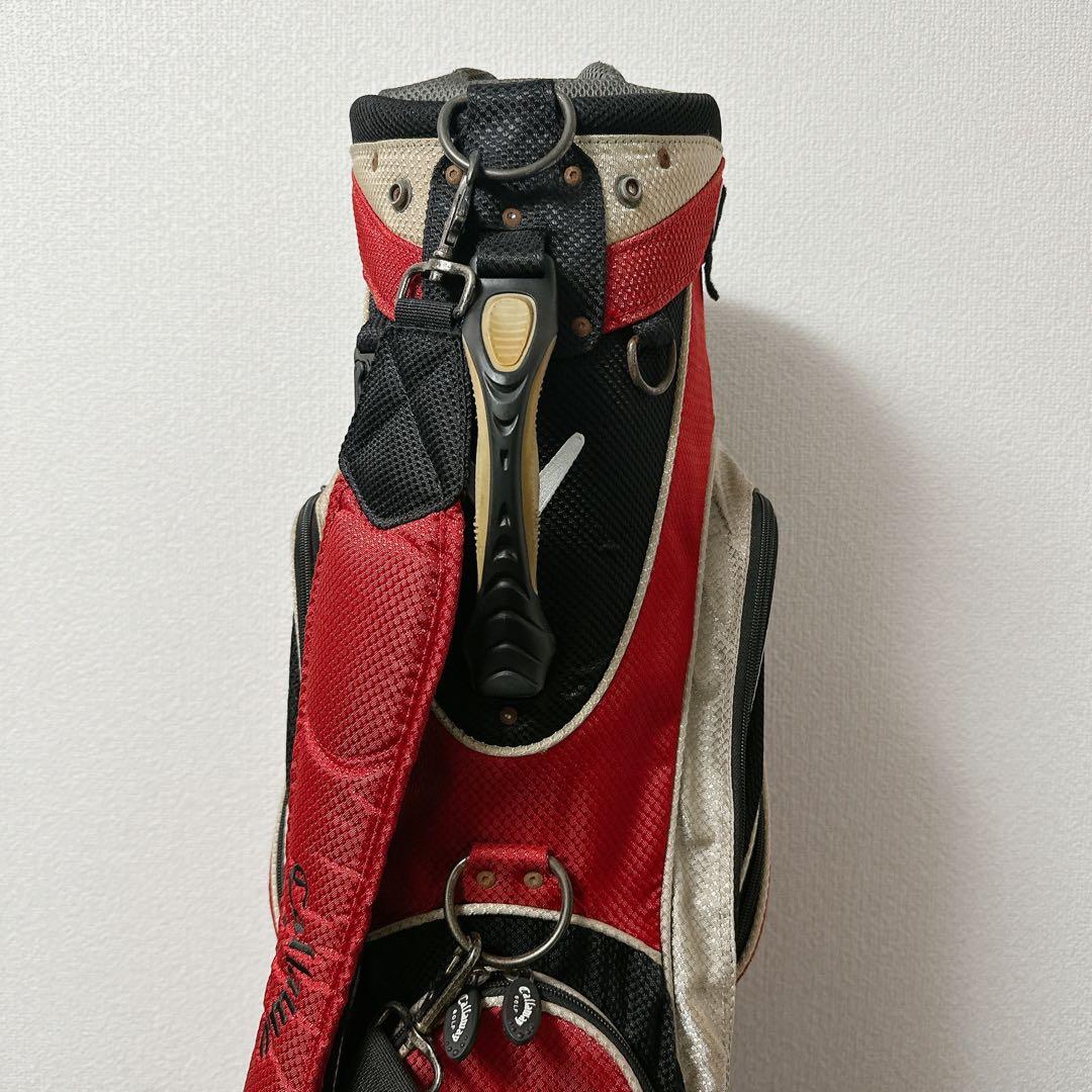 人気 キャロウェイ ゴルフバッグ 6分割 9型相当 レッド×ブラック フード付