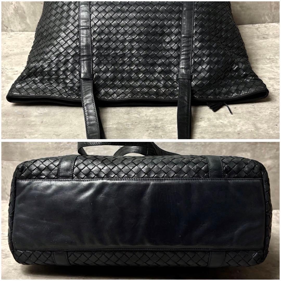 美品✨ボッテガヴェネタ イントレチャート トートバッグ レザー 大容量 黒