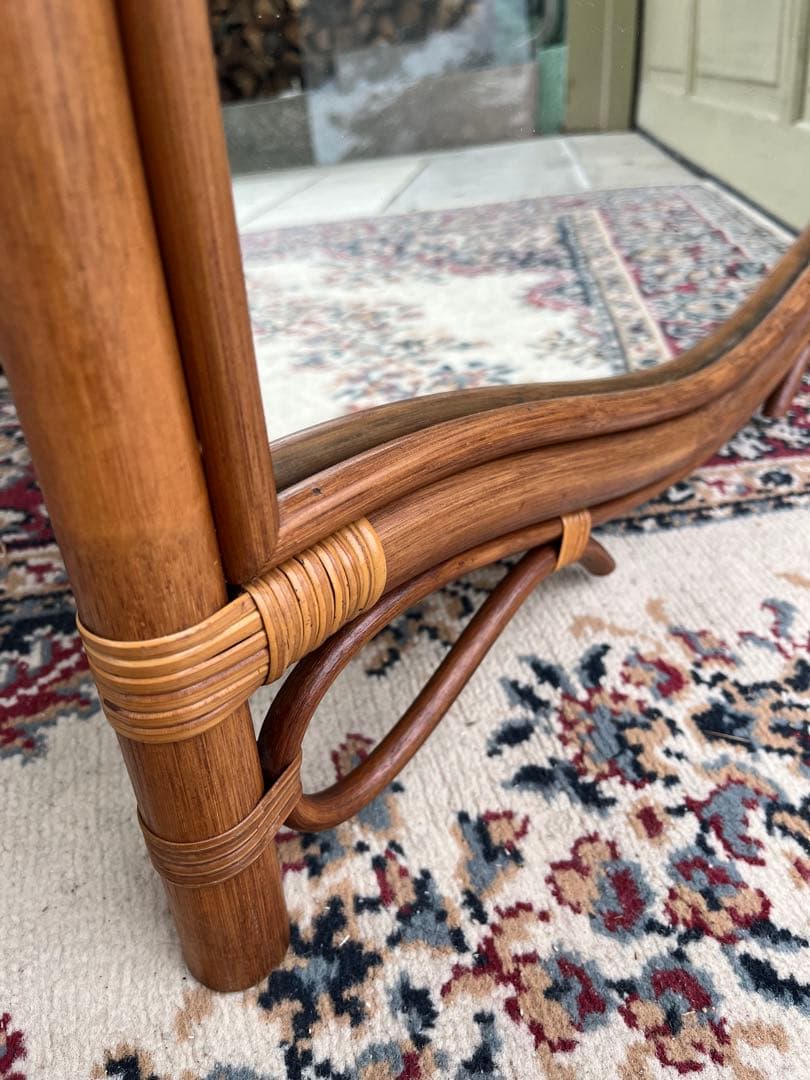 木製スタンドミラー 大きめ 曲線デザイン