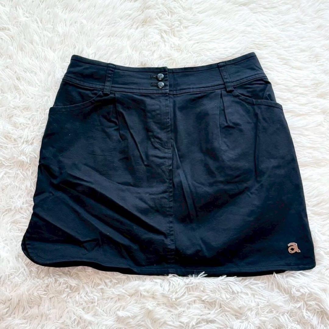 良品 アルチビオ タイトミニスカート 台形 ゴルフウェア ポケット付き ロゴ刺繍
