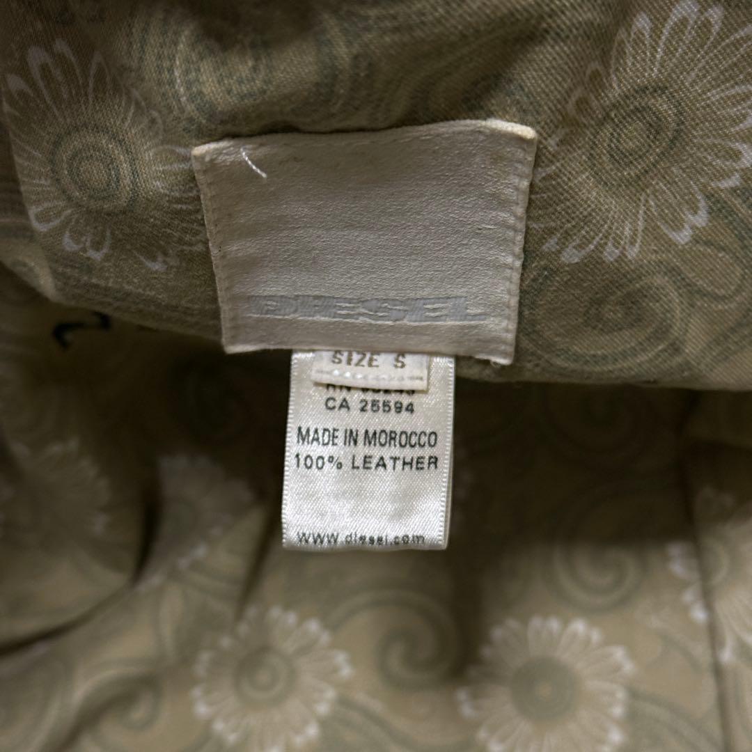 美品　ディーゼル　レザージャケット　茶　裏地花柄　S