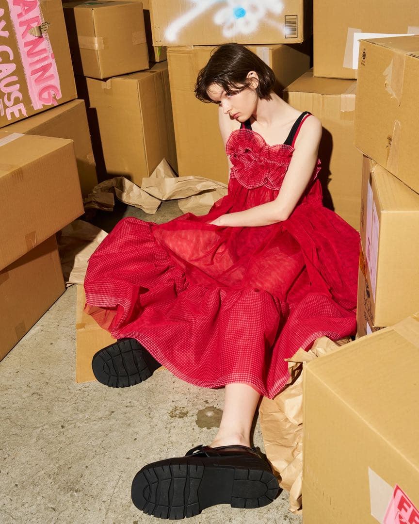 POPPY あさぎーにょ GATHER FRILL TULLE DRESS