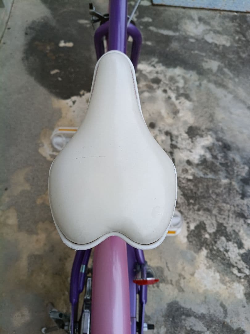 【引き取り限定】16インチ幼児用自転車 紫 花柄 バスケット付き