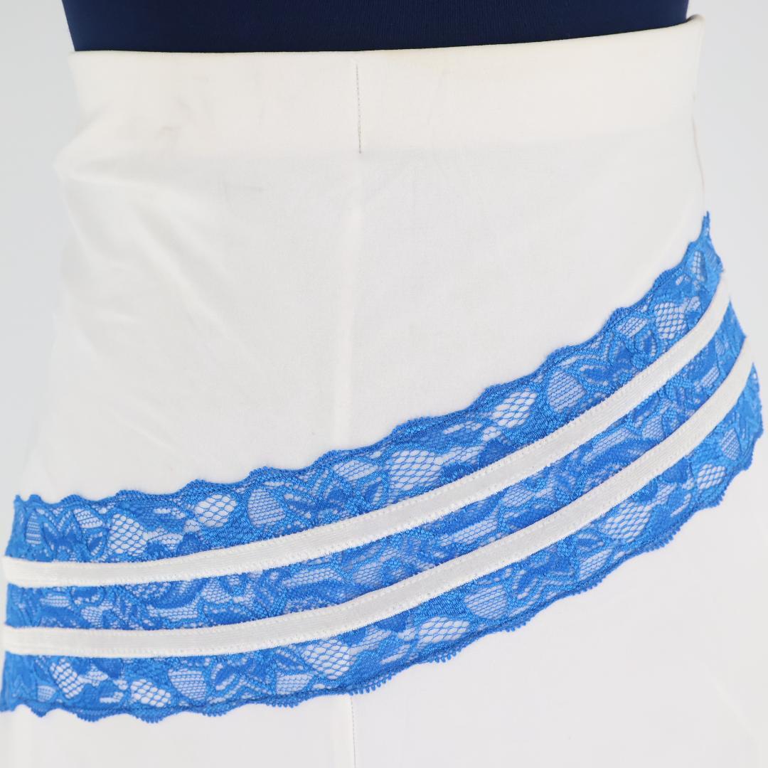 【社交ダンス衣装】ホワイト gentil スカート 白 青 ブルー レース