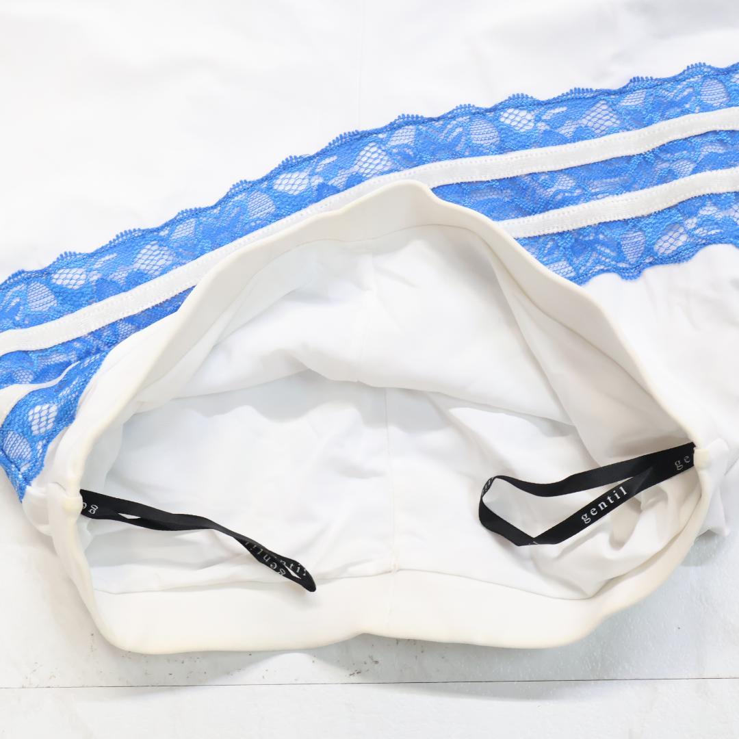 【社交ダンス衣装】ホワイト gentil スカート 白 青 ブルー レース