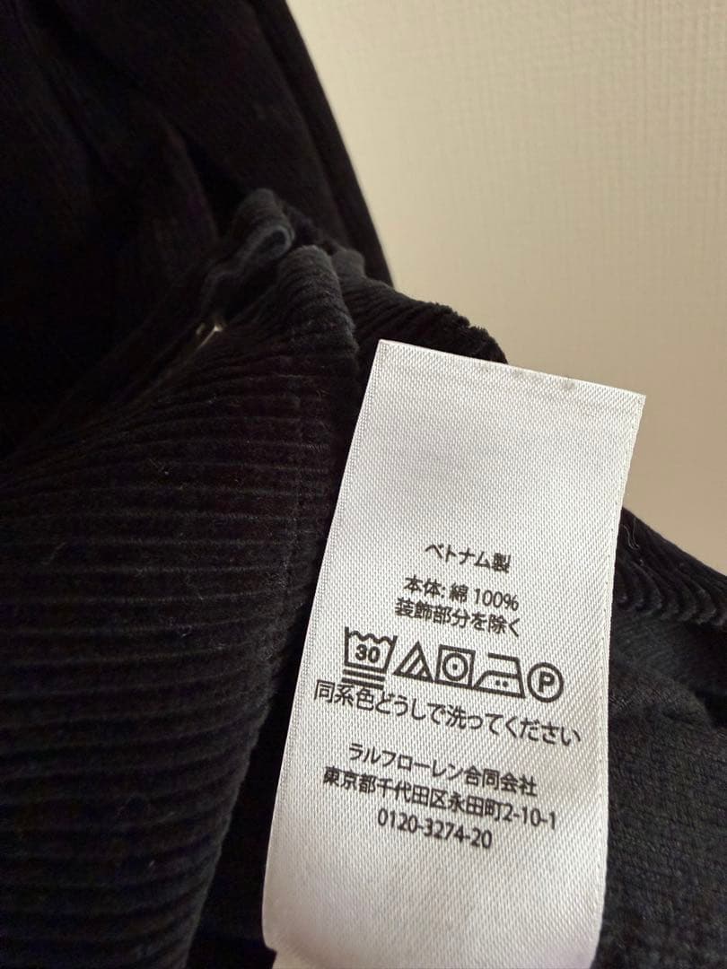 【美品】ポロラルフローレン コーデュロイ ジップアップシャツ ジャケット 黒