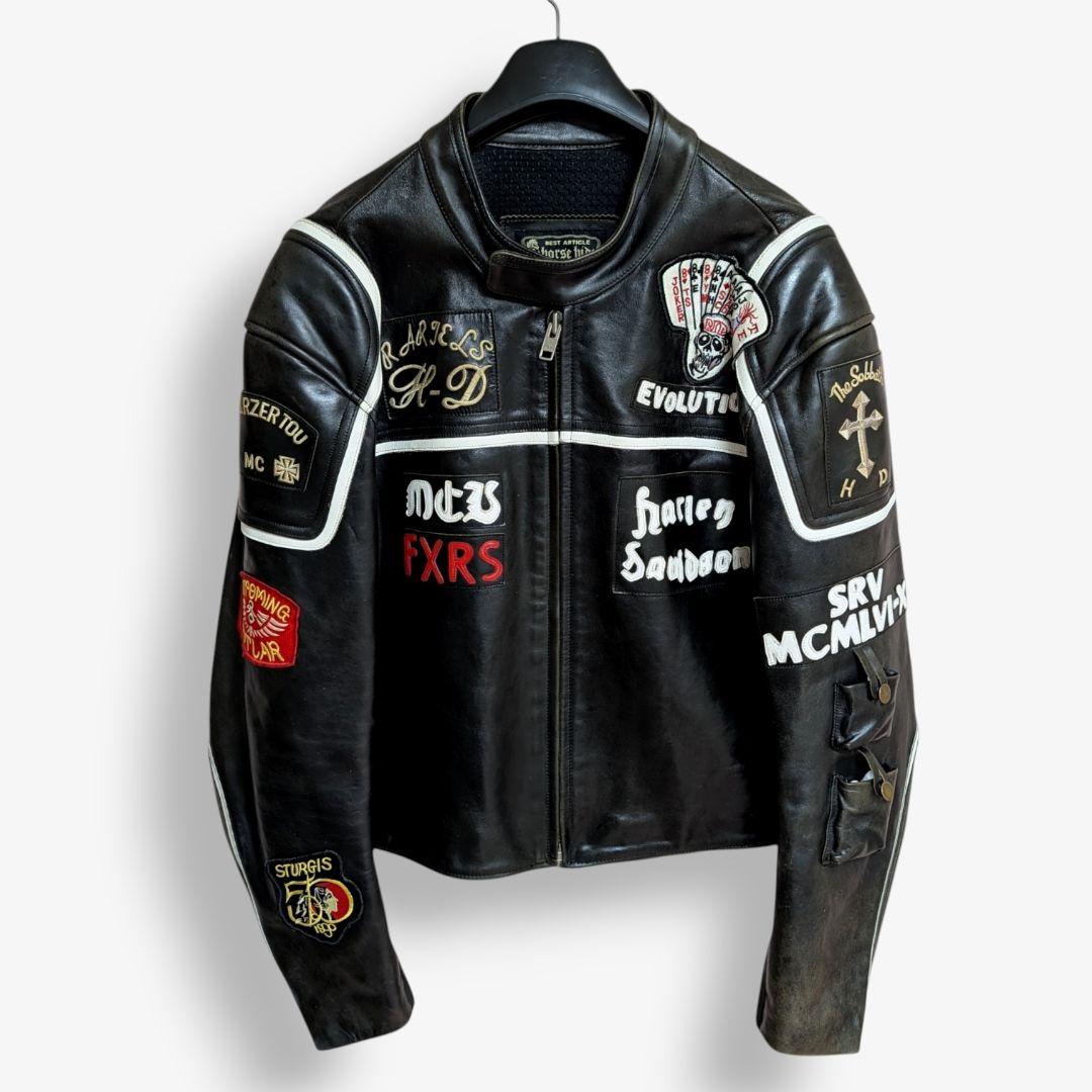 【良色】ハーレーダビッドソン & マルボロマン 革ジャン ライダース 馬革