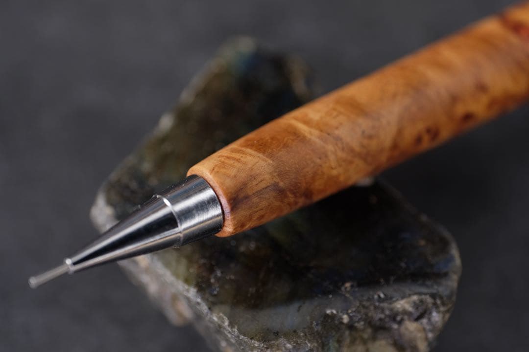 PG5木軸カスタム0239　高村杢工房 製図用シャープペンシル　花梨瘤　紅白