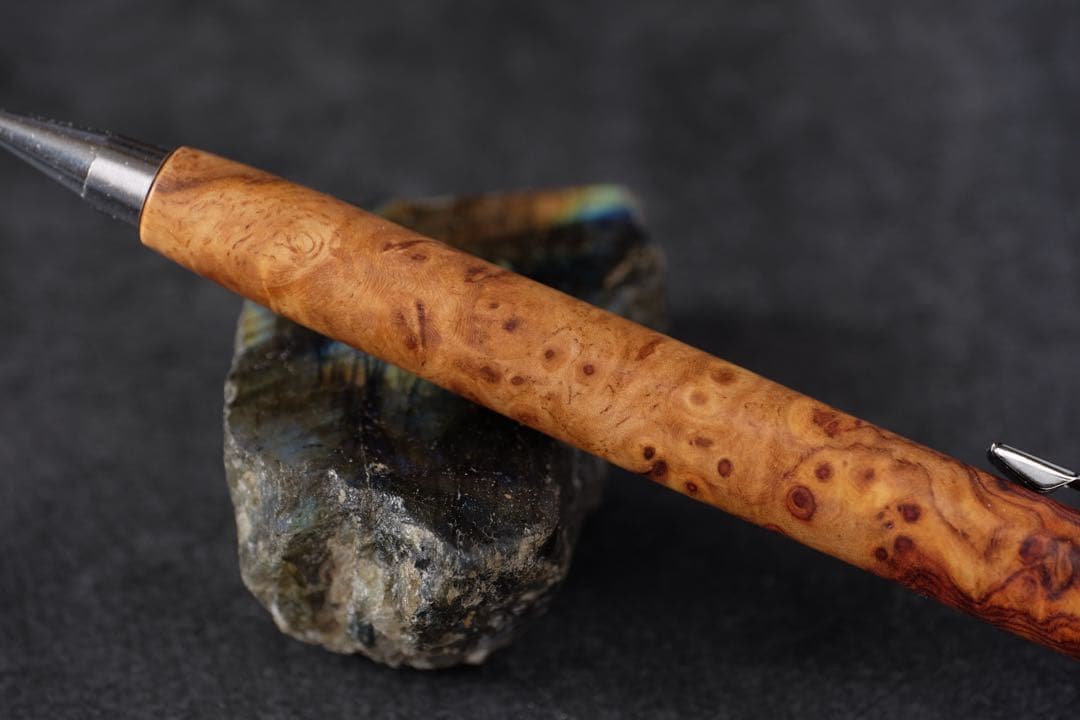 PG5木軸カスタム0239　高村杢工房 製図用シャープペンシル　花梨瘤　紅白