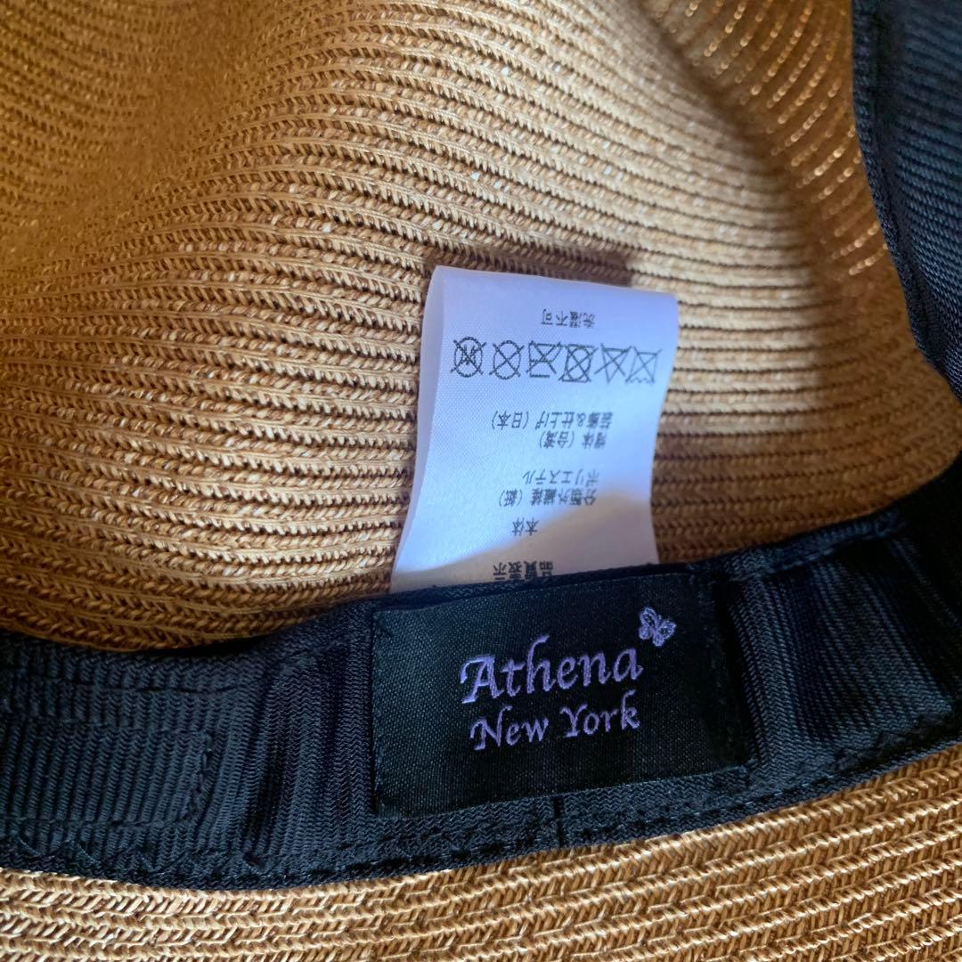 ★美品★アシーナニューヨーク リサコ リボン付きベージュ麦わら帽子