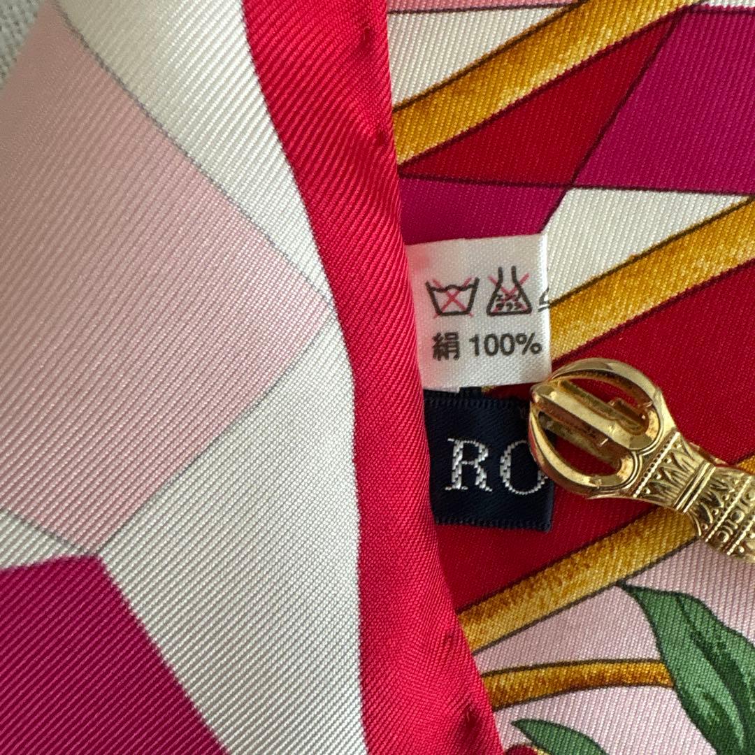 ROPE シルク　スカーフ　天使　動物　ロペ　絹　SILK ピンク系