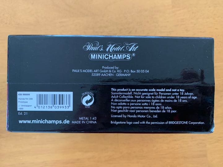 直筆サイン入り ミニチャンプス J.フェルスタッペン HONDA RA099