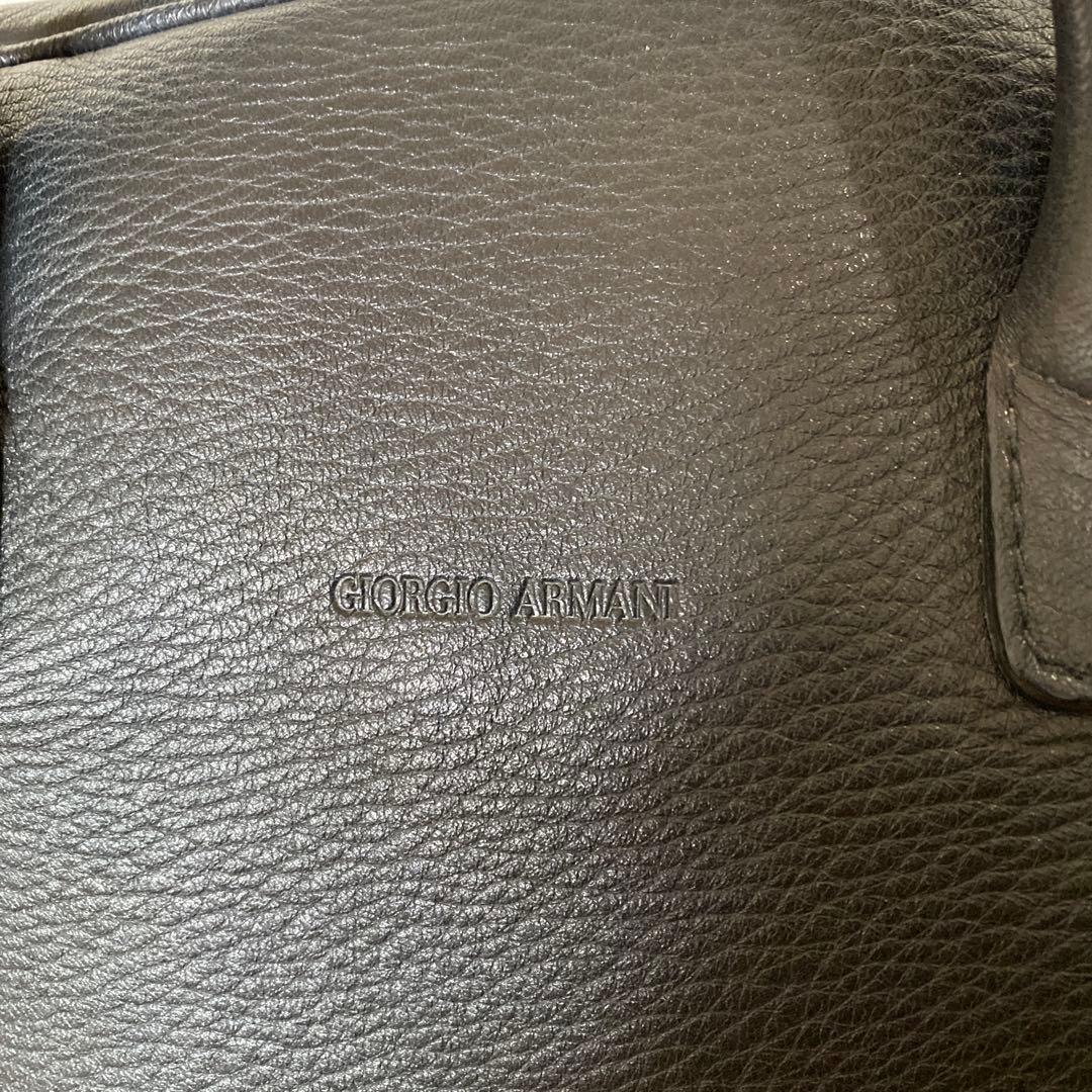Giorgio Armani ブラックレザートートバッグ（ディアスキン）