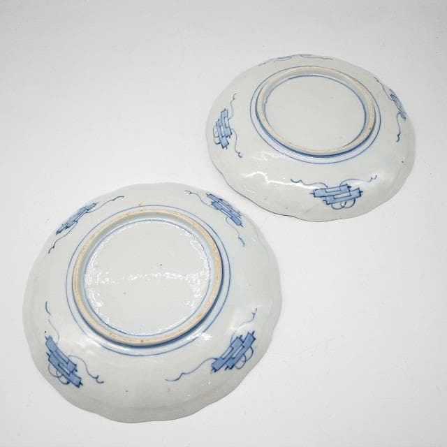 古伊万里　錦手　花尽くし文様　七寸皿　2枚