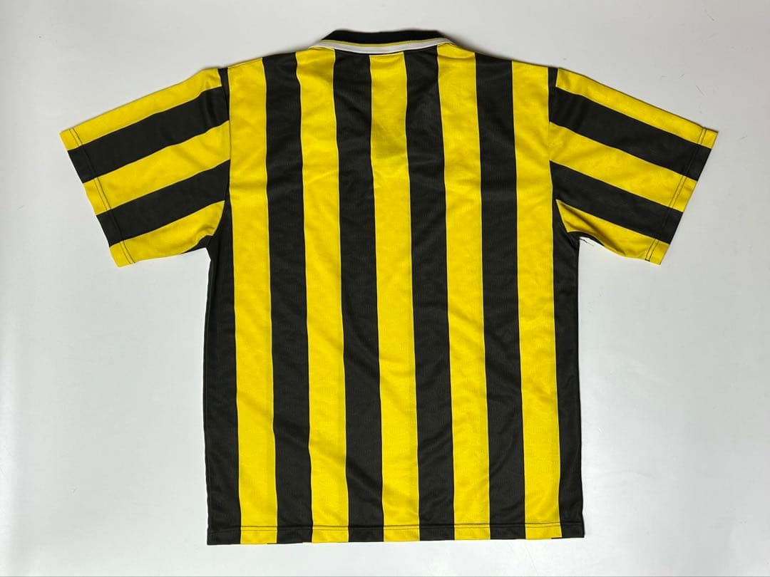 90's UMBRO サッカーシャツ　ストライプ　ブラック/イエロー　Lサイズ