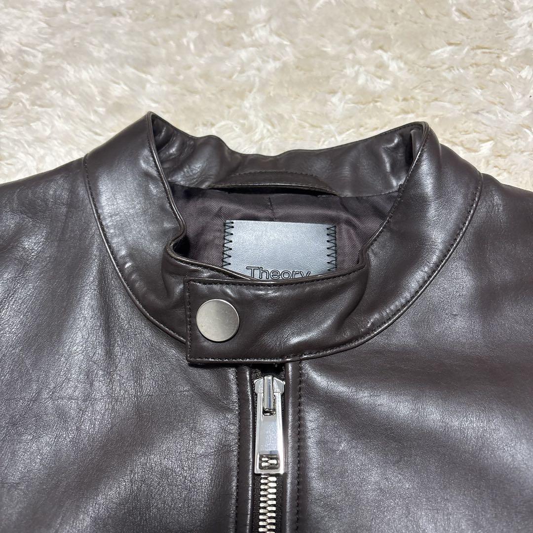 美品✨ Theoryセオリー シングルレザーライダースジャケット 牛革カウレザー