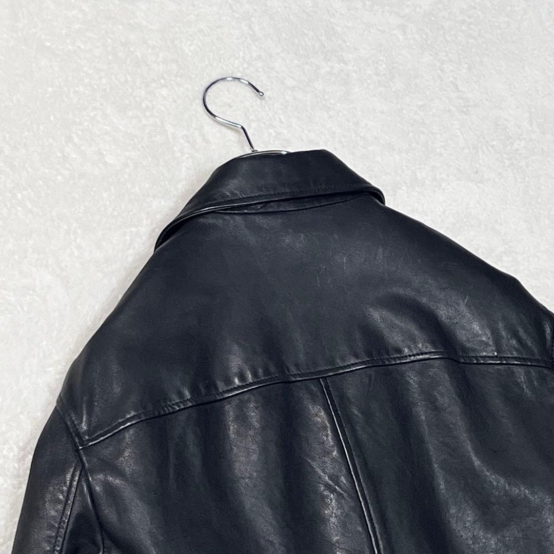 美品『オールセインツ』ダブルライダースジャケット ラムレザー羊革 ダブルジップ