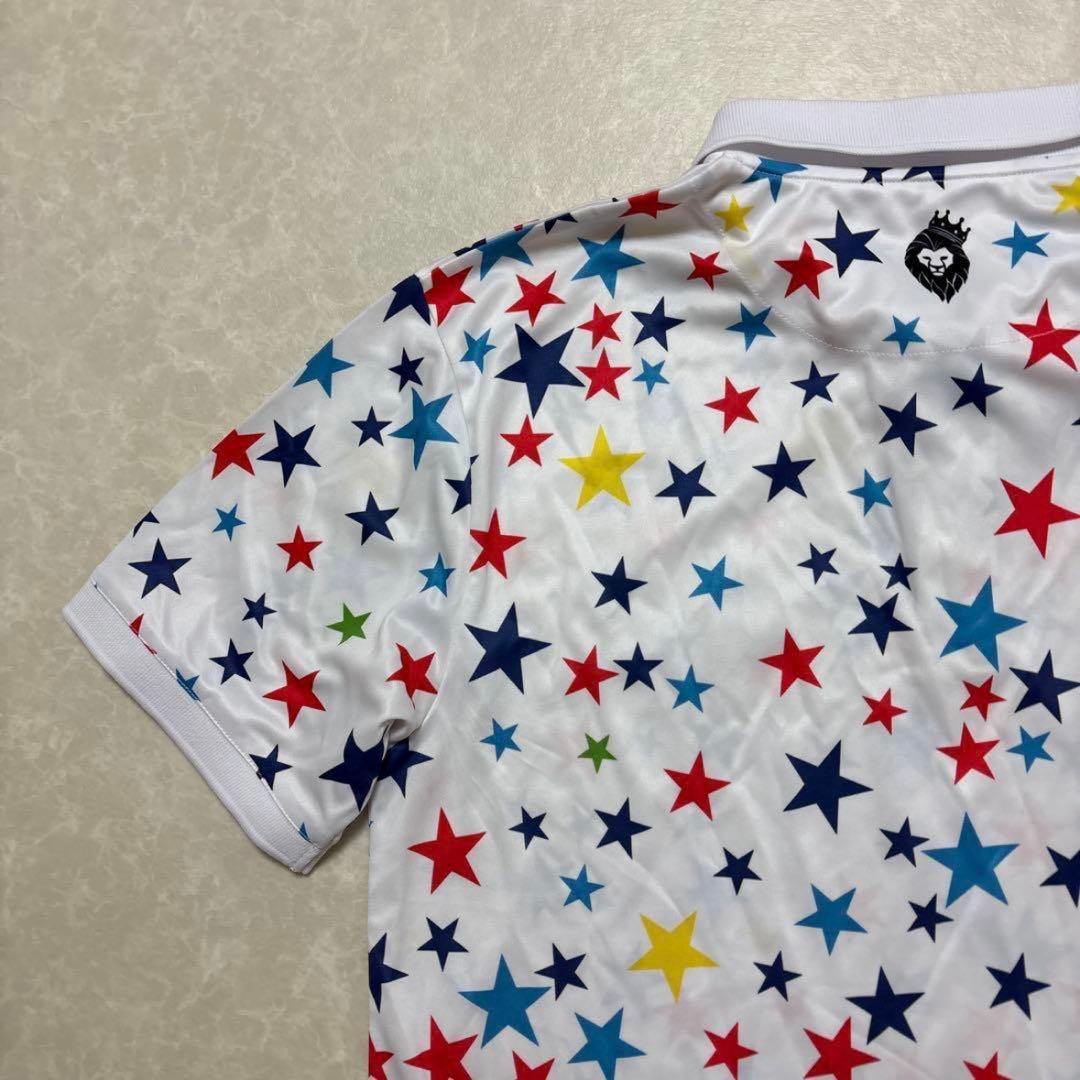 ヴィ・トゥエルヴ★総柄★薄手ストレッチ★ポロシャツ【メンズ サイズL】