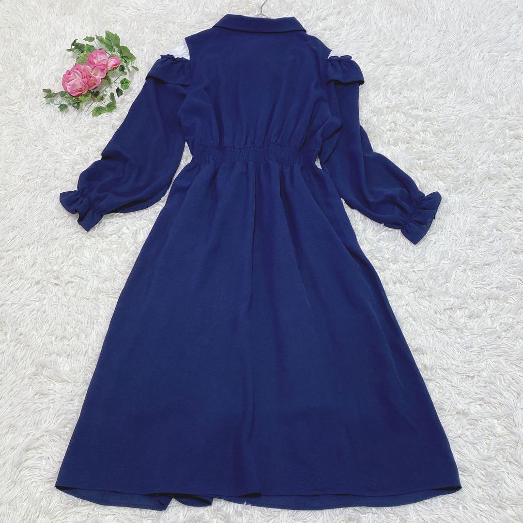 【3L】新品タグ付きRe-J & SUPURE ロングワンピース ネイビー