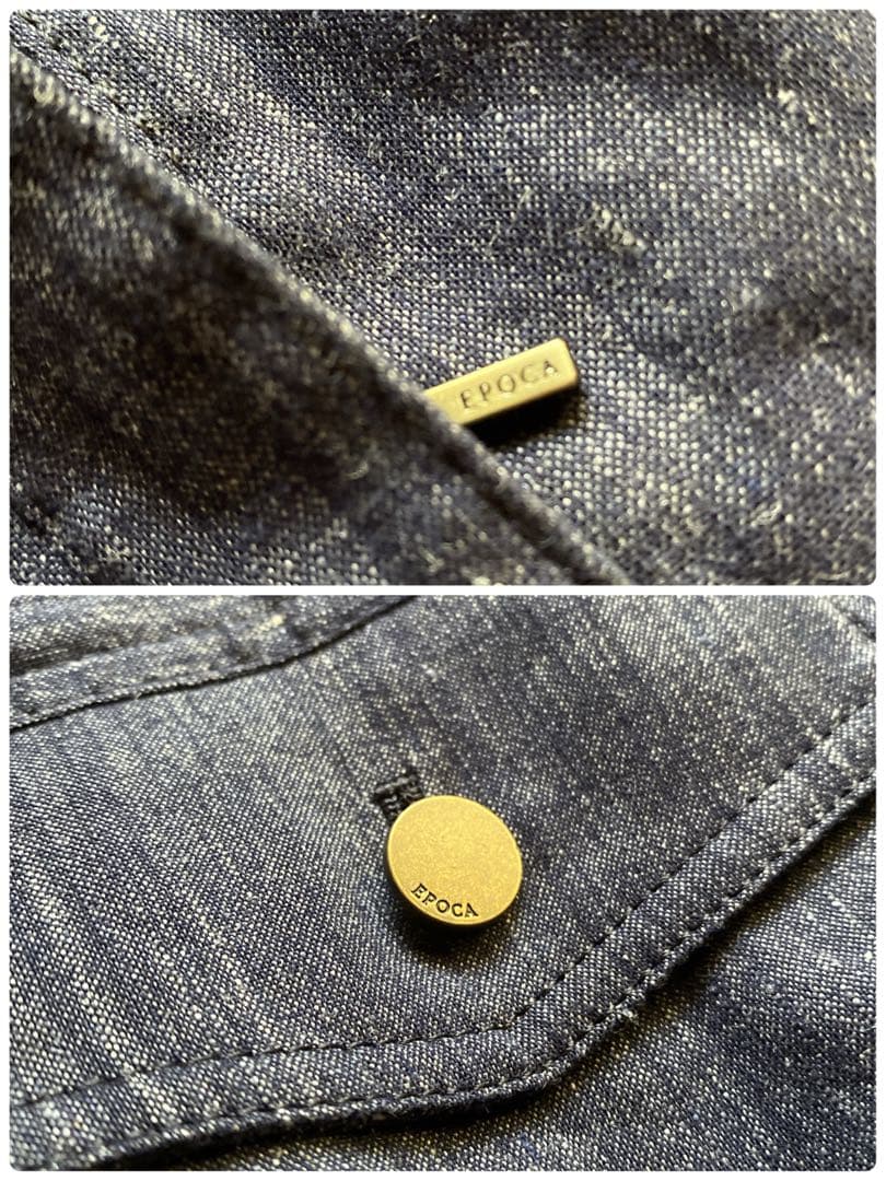 美品✨エポカ リネン混 ストレッチ シャツ ワンピース ティアード 40 紺