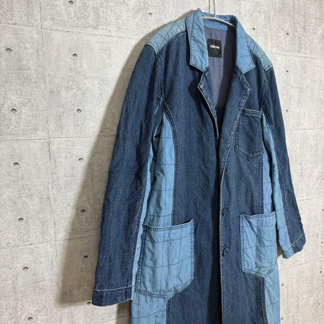 Ne-net ヴィンテージ デニム パッチワーク ロングジャケット