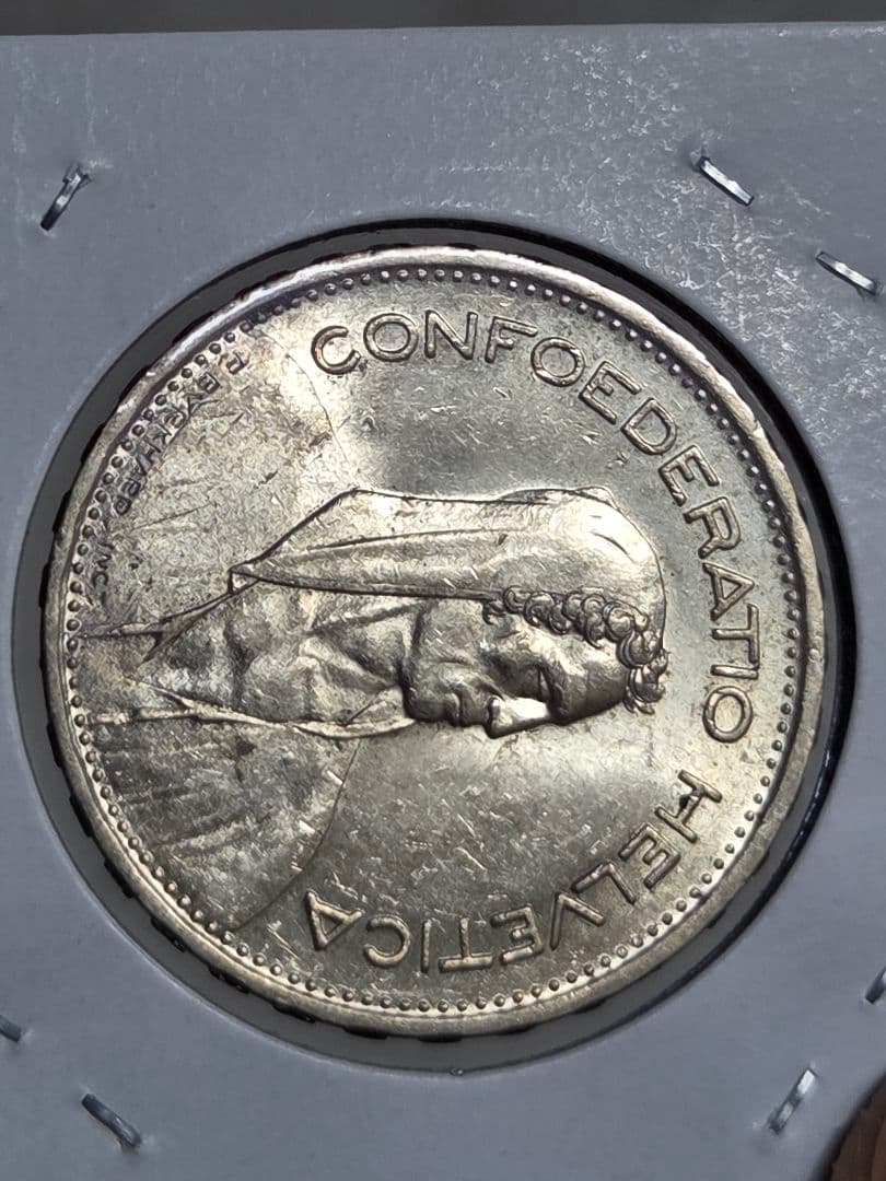 (初期年号)スイス連邦　農夫像　5フラン銀貨　1933 B