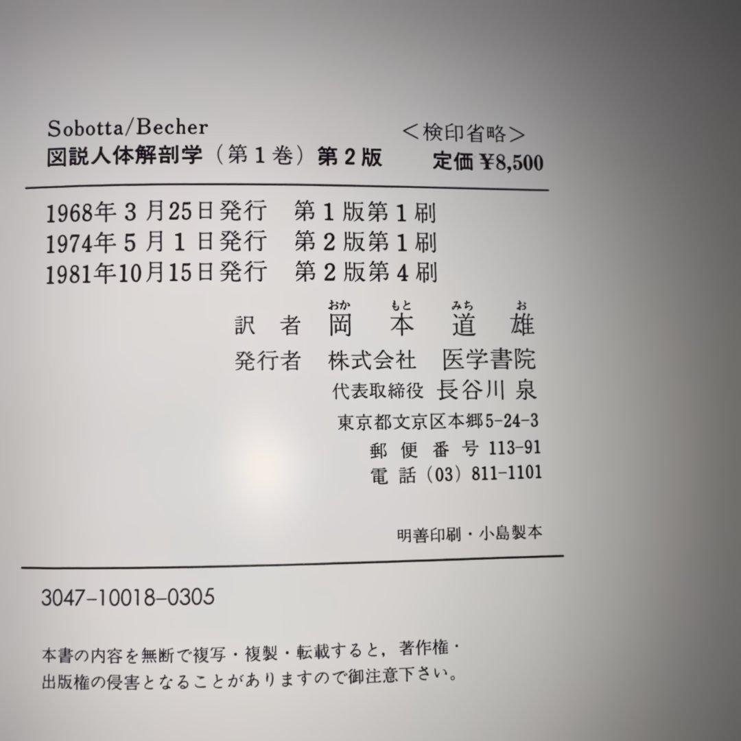 図説人体解剖学第1巻と第3巻　医学書院