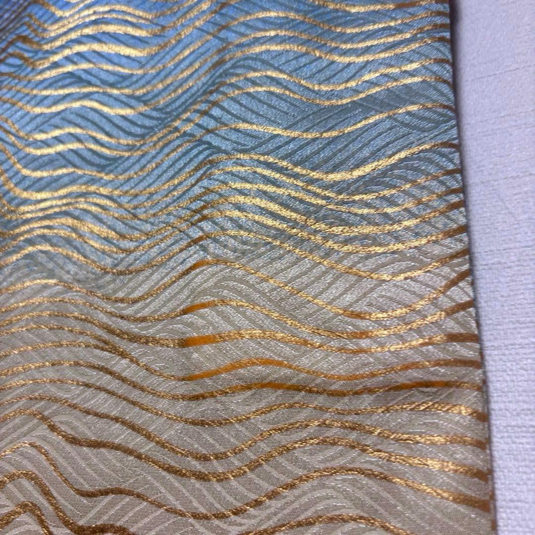 【踊り着物】 背抜き バチ衿 波 紋様 模様 金彩 身丈約158.5cm 日舞