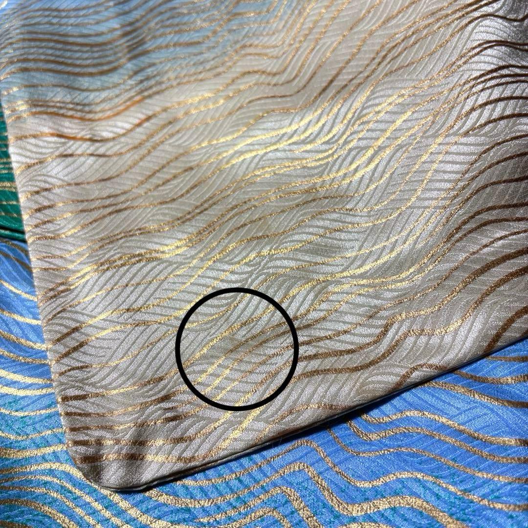 【踊り着物】 背抜き バチ衿 波 紋様 模様 金彩 身丈約158.5cm 日舞