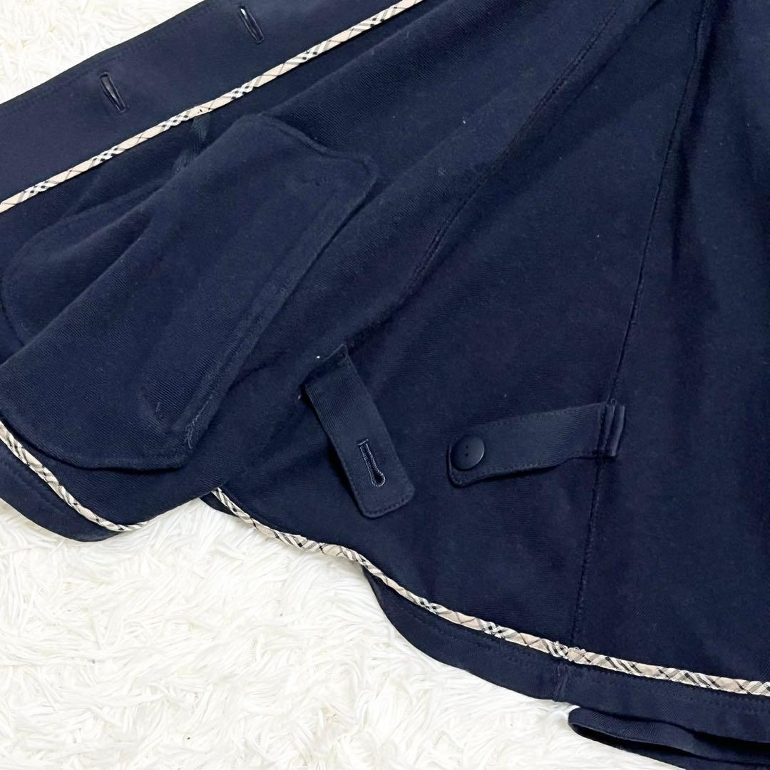 バーバリーブルーレーベル ポンチョ ケープ ノバチェック フード ネイビー