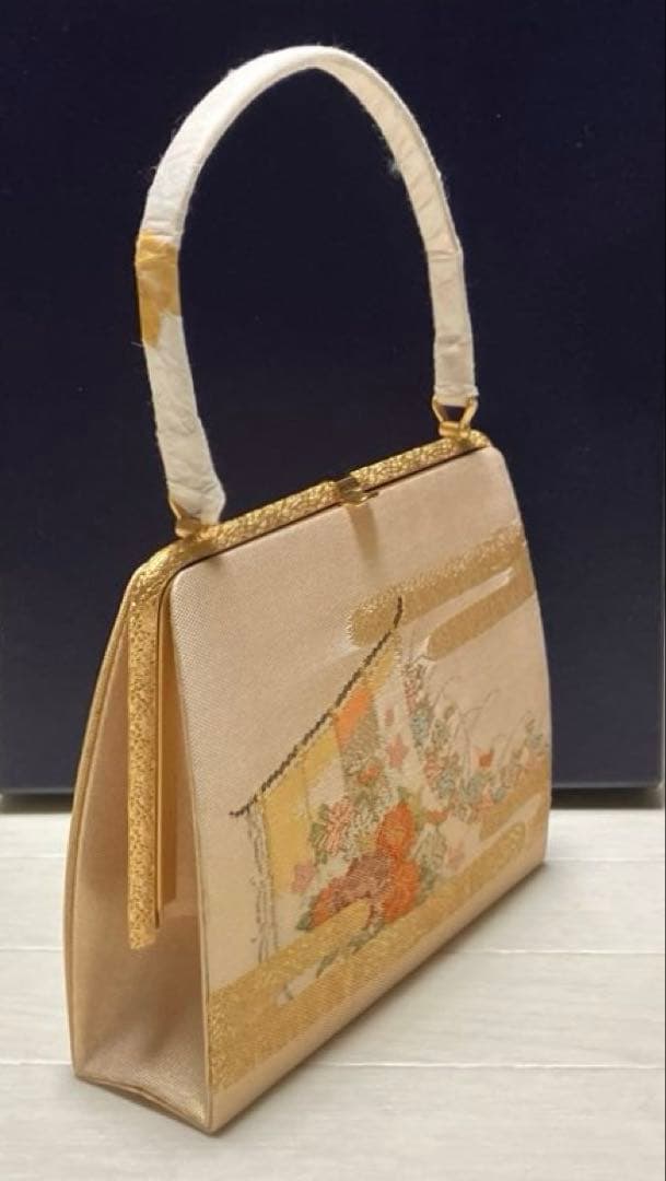 《未使用》佐賀錦　草履バッグセット　花ぎおん　ゴールド