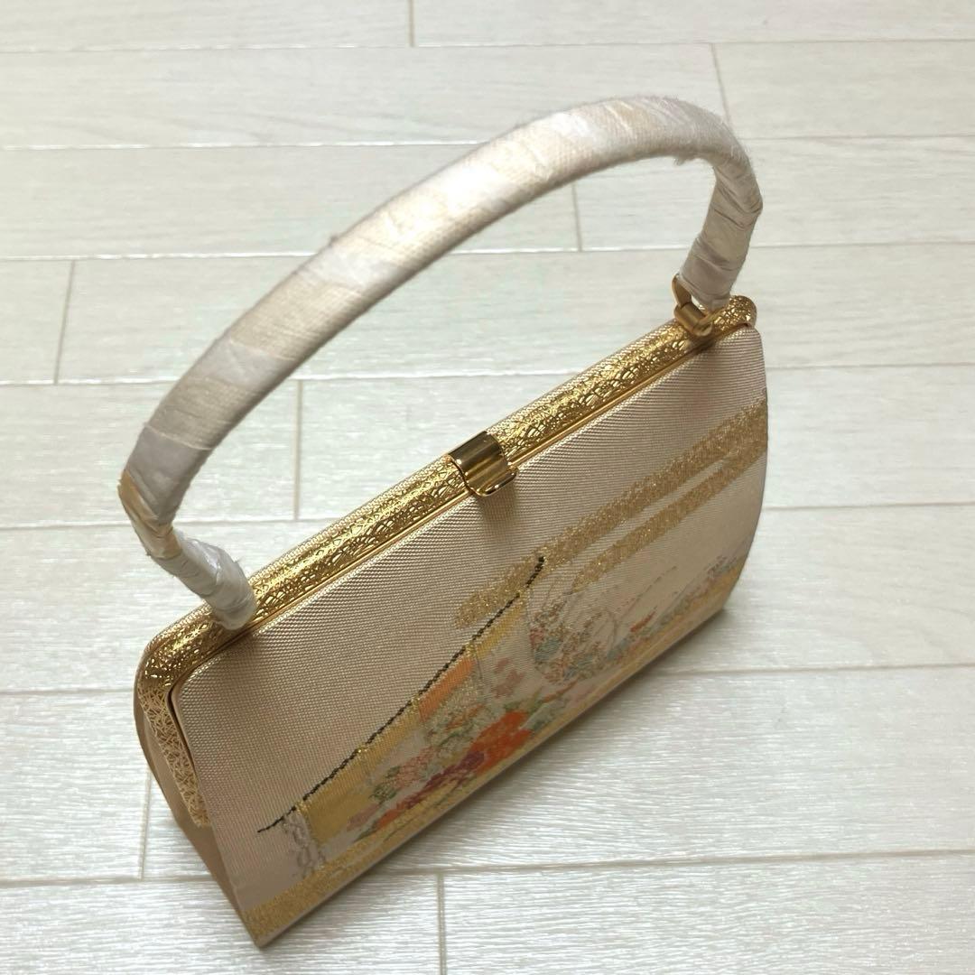 《未使用》佐賀錦　草履バッグセット　花ぎおん　ゴールド