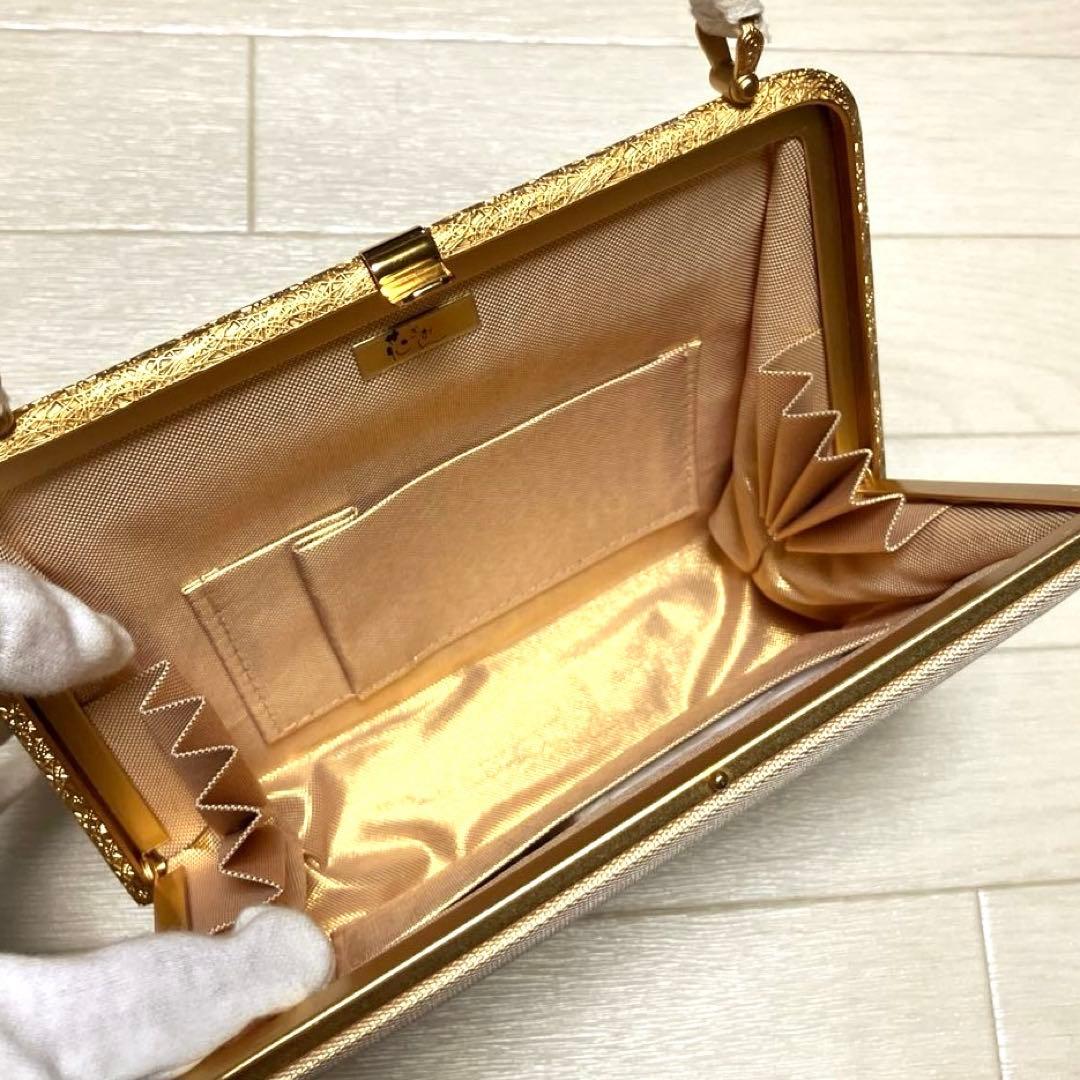 《未使用》佐賀錦　草履バッグセット　花ぎおん　ゴールド