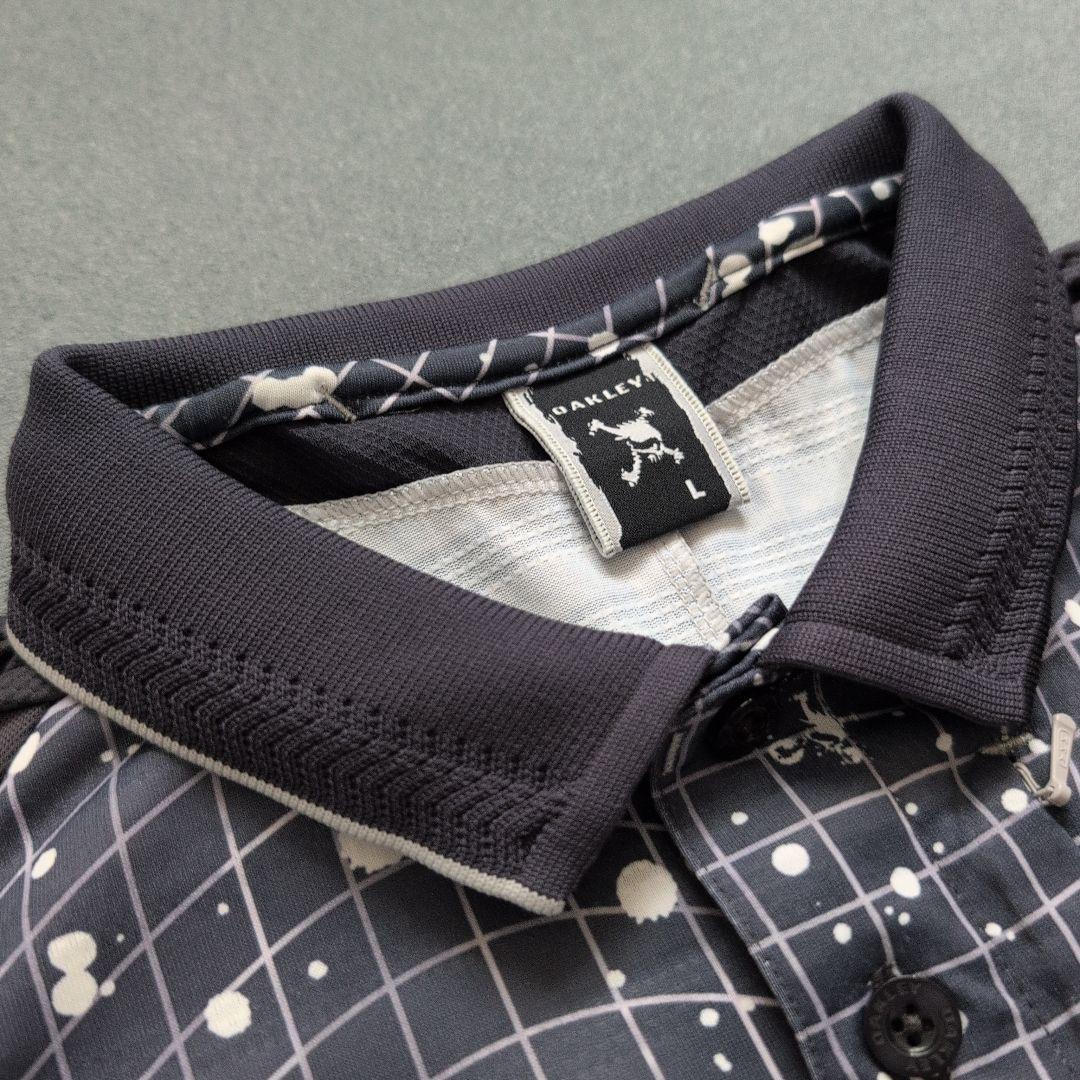 【極美品】オークリーゴルフ　ペイントカラー半袖ポロシャツ　スカルロゴ　L